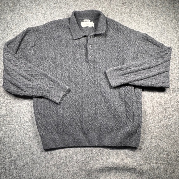 Abercrombie & Fitch Other - Abercrombie & Fitch Polo Sweater Mens Large Gray Cable Knit Oversized 12050419
